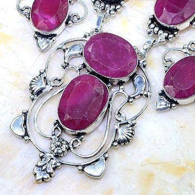 Rub 801b collier boucles oreilles 10x15mm rubis cachemire bijou ethnique achat vente