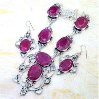 Rub 801d collier boucles oreilles 10x15mm rubis cachemire bijou ethnique achat vente