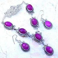 Rub 802a collier boucles oreilles 10x15mm rubis cachemire bijou ethnique achat vente