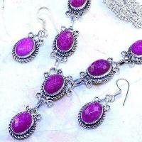 Rub 802b collier boucles oreilles 10x15mm rubis cachemire bijou ethnique achat vente