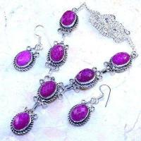 Rub 802d collier boucles oreilles 10x15mm rubis cachemire bijou ethnique achat vente