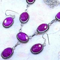 Rub 805b collier boucles oreilles paire 10x15mm rubis cachemire bijou ethnique achat vente