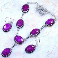 Rub 805d collier boucles oreilles paire 10x15mm rubis cachemire bijou ethnique achat vente