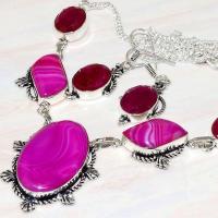 Rub 809b collier boucles oreilles 10x15mm rubis cachemire agate botwana bijou achat vente