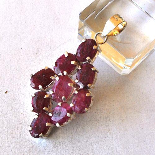 Rub 822 pendentif pendant rubis argent 925 70mm 20gr 2