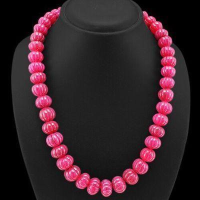 Rub 833b collier parure sautoir 10x15mm rubis grave 136gr achat vente bijoux ethniques 1