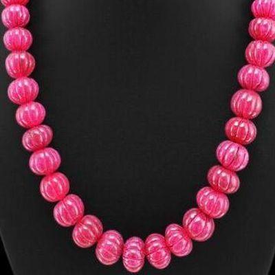 Rub 833c collier parure sautoir 10x15mm rubis grave 136gr achat vente bijoux ethniques