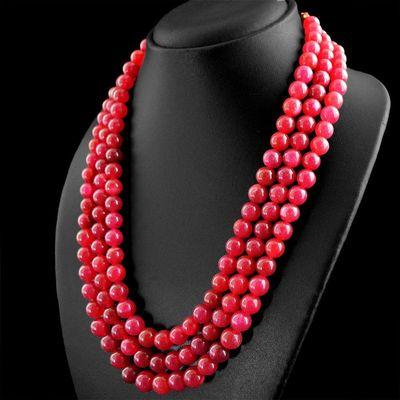 Rub 834b collier parure sautoir 3rangs 10mm rubis perles rondes 200gr achat vente bijoux ethniques