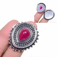 Rub 853a bague chevaliere poison t59 17gr rubis cachemire bijou argent 925 achat vente