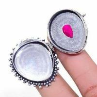 Rub 853b bague chevaliere poison t59 17gr rubis cachemire bijou argent 925 achat vente