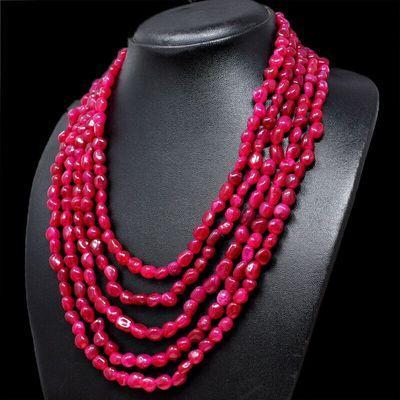 Rub 856b collier parure sautoir 5rangs 15x25mm rubis perles achat vente bijoux ethniques