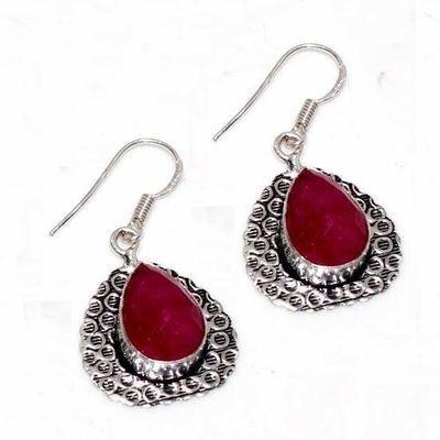 Rub 860a boucles oreilles rubis 10x15mm 8gr achat vente bijoux ethniques argent 925