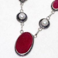 Rub 863b collier parure sautoir perles rubis 20x30mm 27gr achat vente bijoux ethniques argent 925