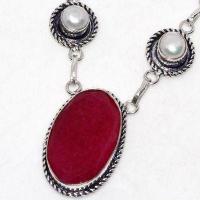Rub 863c collier parure sautoir perles rubis 20x30mm 27gr achat vente bijoux ethniques argent 925