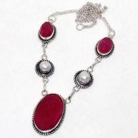 Rub 863d collier parure sautoir perles rubis 20x30mm 27gr achat vente bijoux ethniques argent 925