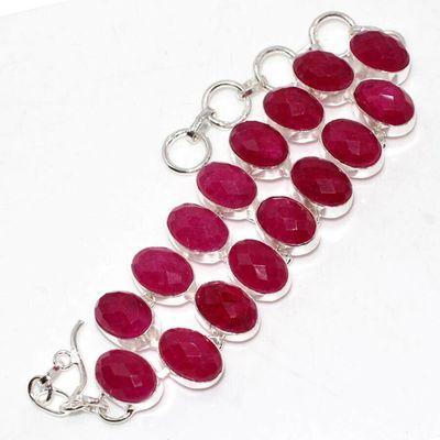 Rub 866a bracelet 10x15mm 16xrubis facette 43gr achat vente bijoux ethniques