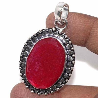 Rub 868b pendentif pendant rubis facette 18x28mm 10gr argent 925 achat vente