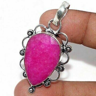 Rub 870b pendentif pendant rubis facette 18x30mm 8gr argent 925 achat vente