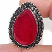 Rub 878b bague ethnique medievale t60 rubis 10gr cachemire 20x30mm bijou argent 925 achat vente