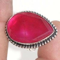 Rub 879c bague ethnique medievale t58 rubis 9gr cachemire 20x30mm bijou argent 925 achat vente