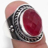 Rub 881b bague chevaliere medievale t58 rubis 6gr cachemire 15x10mm bijou argent 925 achat vente