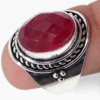 Rub 881c bague chevaliere medievale t58 rubis 6gr cachemire 15x10mm bijou argent 925 achat vente