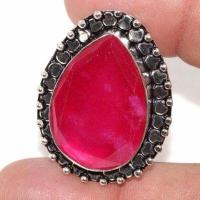 Rub 885b bague ethnique medievale t56 rubis 11gr cachemire 20x30mm bijou argent 925 achat vente