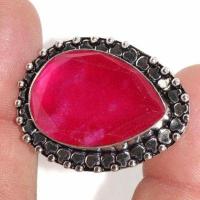 Rub 885c bague ethnique medievale t56 rubis 11gr cachemire 20x30mm bijou argent 925 achat vente