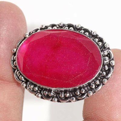 Rub 892b bague ethnique medievale t56 rubis 11gr cachemire 20x30mm bijou argent 925 achat vente