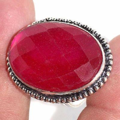 Rub 893b bague ethnique medievale t54 rubis 12gr cachemire 20x30mm bijou argent 925 achat vente