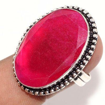 Rub 895a bague ethnique medievale t56 rubis 9gr cachemire 20x30mm bijou argent 925 achat vente