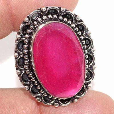 Rub 896b bague ethnique medievale t58 rubis 10gr cachemire 20x30mm bijou argent 925 achat vente