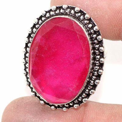 Rub 897b bague ethnique medievale t57 rubis 11gr cachemire 20x30mm bijou argent 925 achat vente