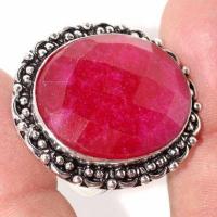 Rub 898b bague ethnique medievale t60 rubis 13gr cachemire 20x30mm bijou argent 925 achat vente