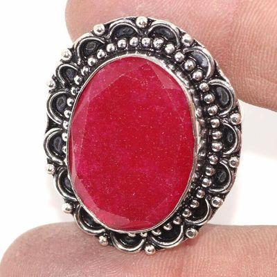 Rub 899b bague ethnique medievale t59 rubis 10gr cachemire 18x24mm bijou argent 925 achat vente