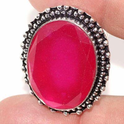 Rub 903b bague ethnique medievale t56 rubis 11gr cachemire 20x30mm bijou argent 925 achat vente