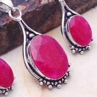 Rub 911c pendant boucles oreilles rubis 14gr 15x20mm bijou ethnique vente argent 925