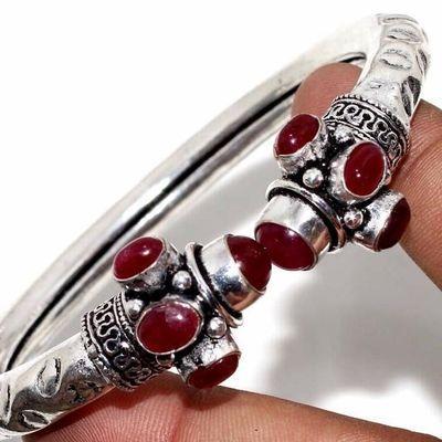 Rub 912b bracelet torque 8xrubis 4x6mm 45gr bijou ethnique vente argent 925