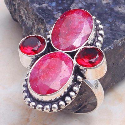 Rub 919b bague chevaliere rubis 15x10mm 10gr t58 argent 925