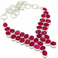 Rub 922a collier parure rubis 12x8mm 66gr bijou ethnique achat vente argent 925 