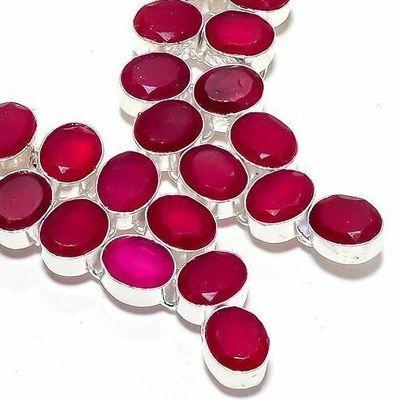 Rub 922c collier parure rubis 12x8mm 66gr bijou ethnique achat vente argent 925