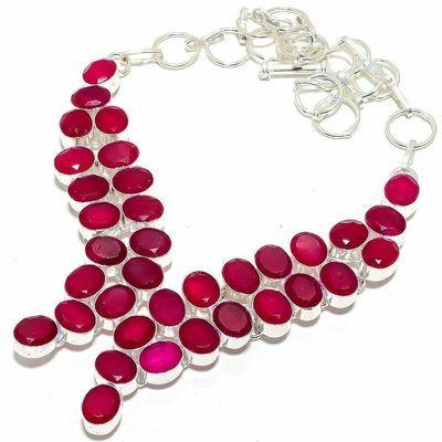 Rub 922d collier parure rubis 12x8mm 66gr bijou ethnique achat vente argent 925