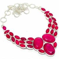 Rub 923a collier parure rubis 20x25mm 64gr bijou ethnique achat vente argent 925 