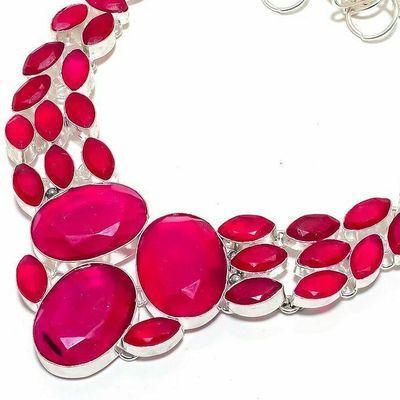 Rub 923b collier parure rubis 20x25mm 64gr bijou ethnique achat vente argent 925 