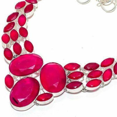 Rub 923b collier parure rubis 20x25mm 64gr bijou ethnique achat vente argent 925