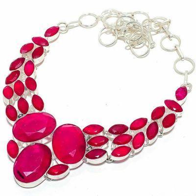 Rub 923b collier parure rubis 20x25mm 64gr bijou ethnique achat vente argent 925 