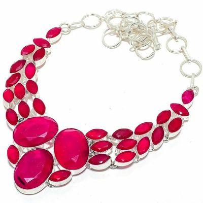 Rub 923d collier parure rubis 20x25mm 64gr bijou ethnique achat vente argent 925