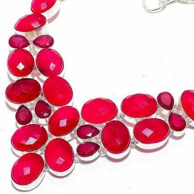 Rub 924b collier parure rubis 12x16mm 67gr bijou ethnique achat vente argent 925 