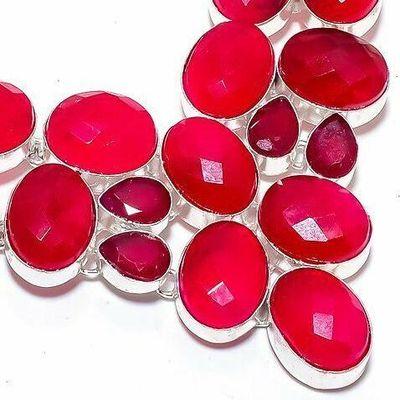 Rub 924c collier parure rubis 12x16mm 67gr bijou ethnique achat vente argent 925