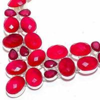Rub 926b collier parure rubis 14x18mm grenat 78gr bijou ethnique achat vente argent 925